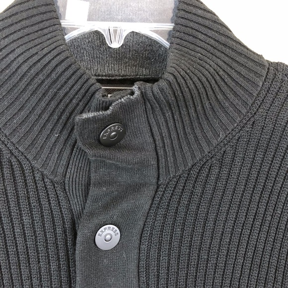 Men's Express Black Knit Cardigan - Picture 13 of 16